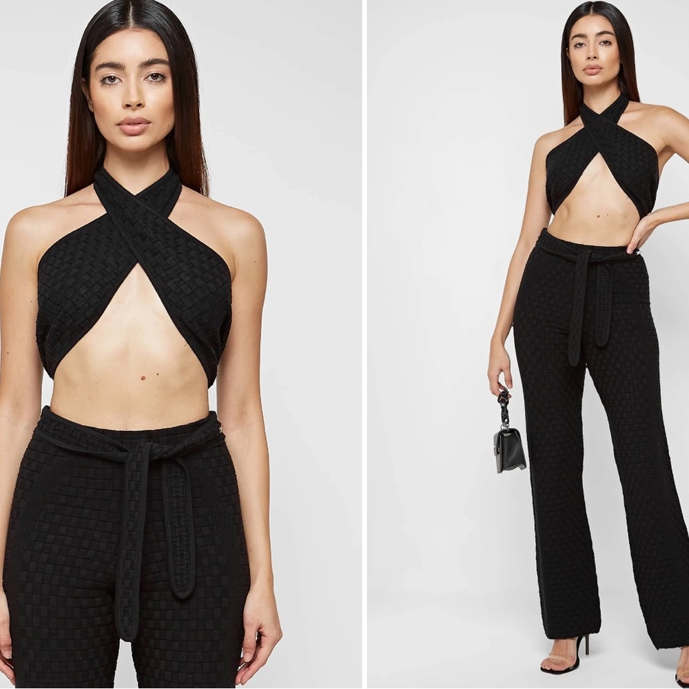 Knitted high waisted trousers & crossover top